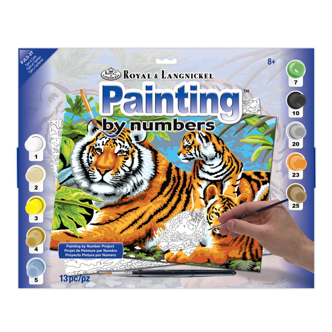 PJL5 | Painting by numbers™ 13pc 11.25" x 15.375" Tiger & Cubs Painting Project